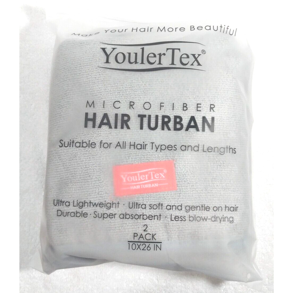 Youler Tex microfiber Hair Turban 2pack 10x26" Ultra Light Weight New